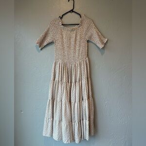 Orange Creek Cream Smocked Long Sleeve Dress